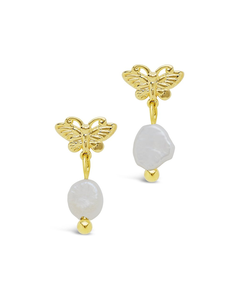 Butterfly & Pearl Stud Earrings - Sterling Forever