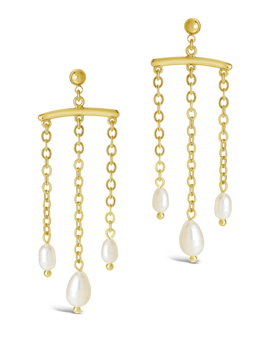 Chains & Pearls Chandelier Drop Earrings Earring Sterling Forever Gold 
