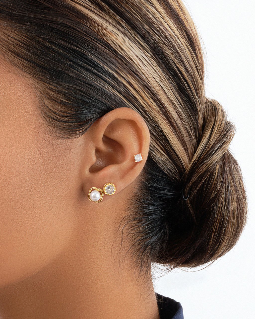 Sterling Silver Pearl & CZ Stud Set of 3 Earring Sterling Forever 