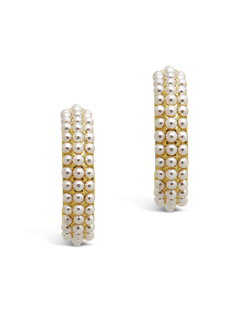 Sterling Silver Dainty Pearl Huggie Stud Hoops Earring Sterling Forever