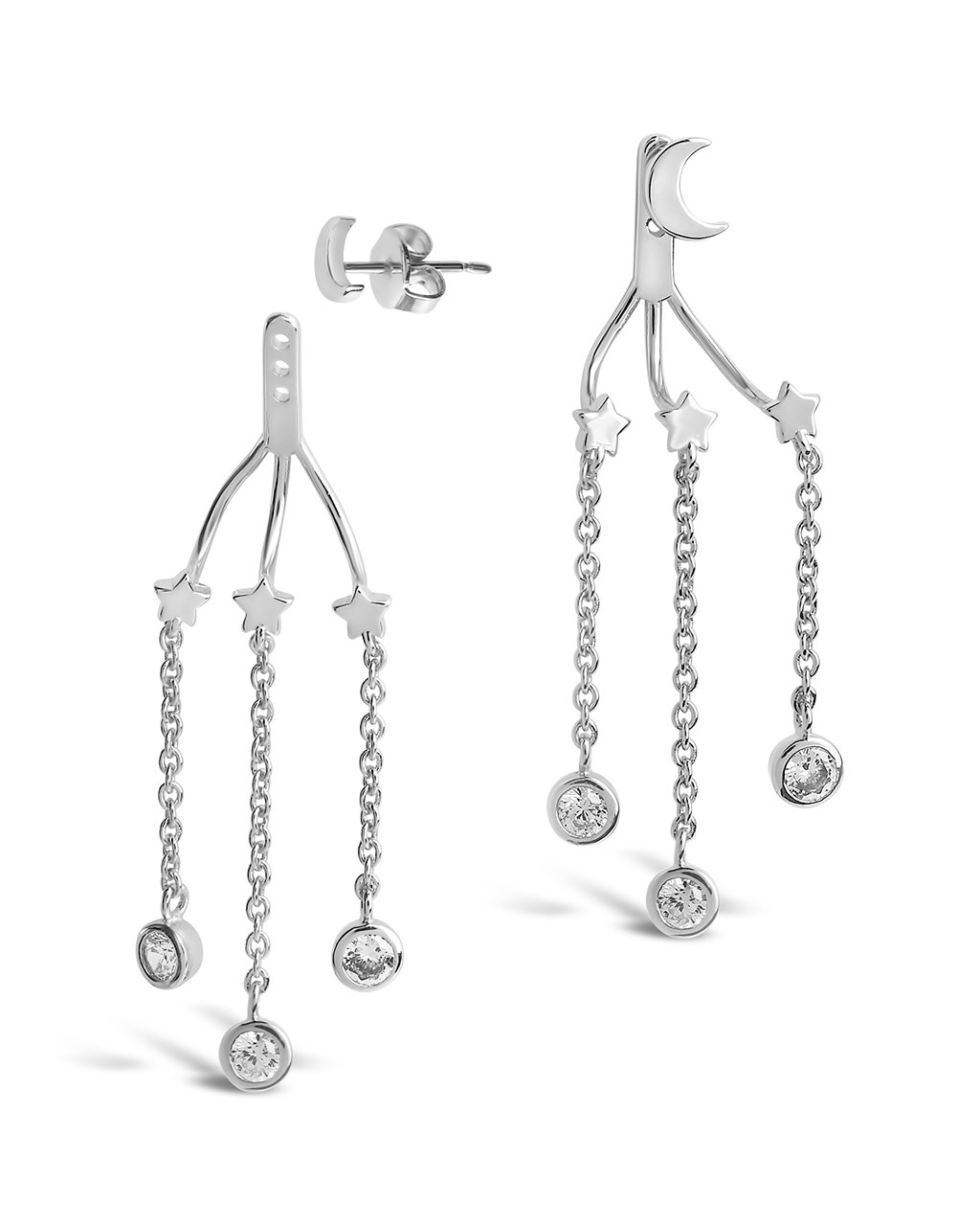 CZ Moon & Star Jacket Earrings Earring Sterling Forever