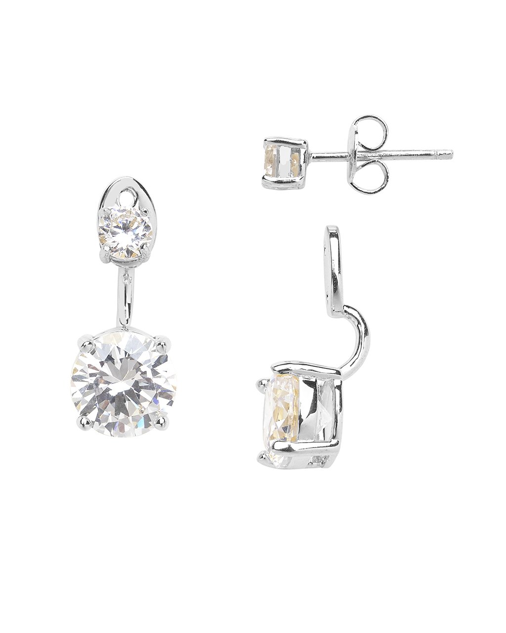 Brilliant CZ Stud Jacket Earrings - Sterling Forever