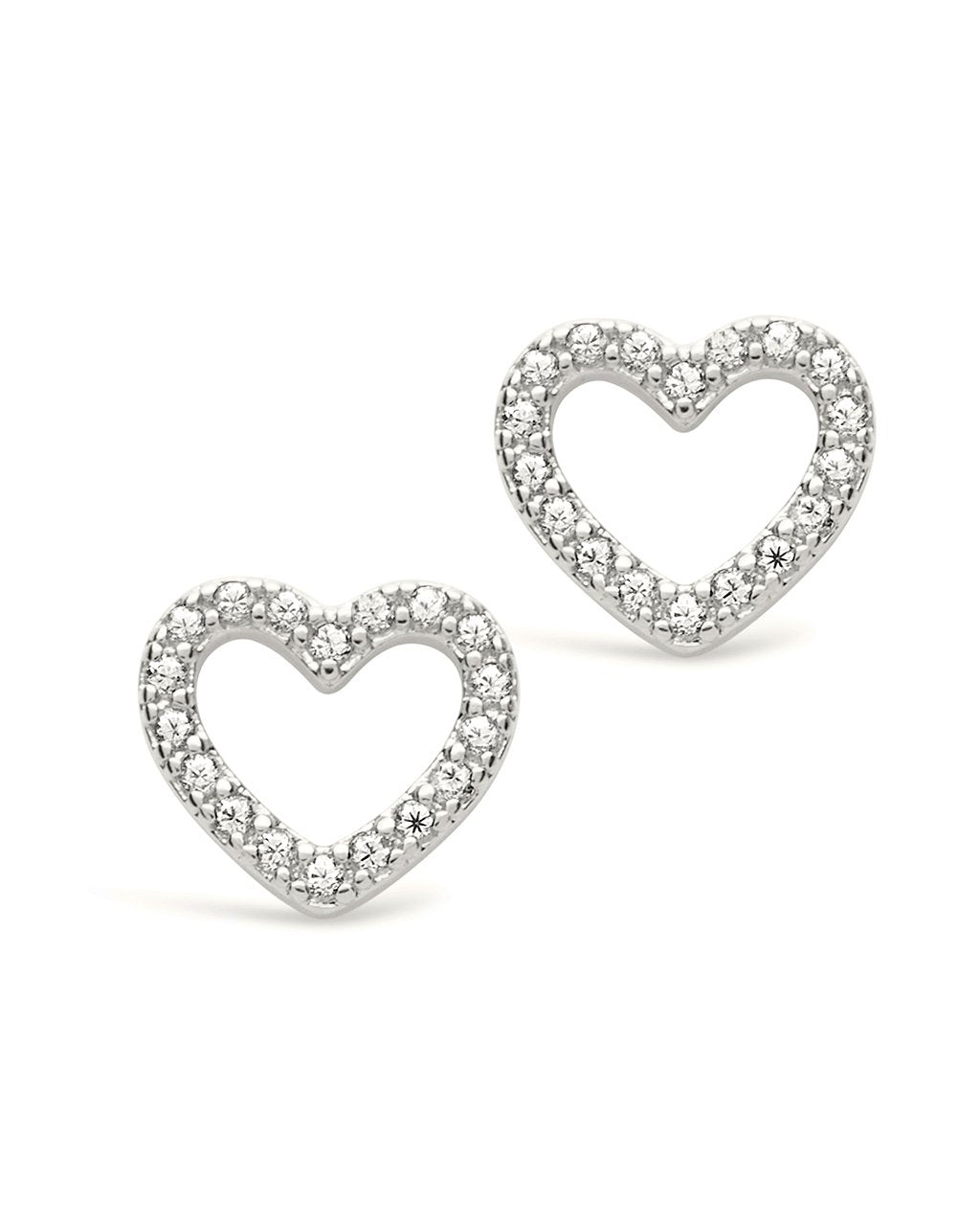 Sterling Silver CZ Heart Studs Earring Sterling Forever Silver 
