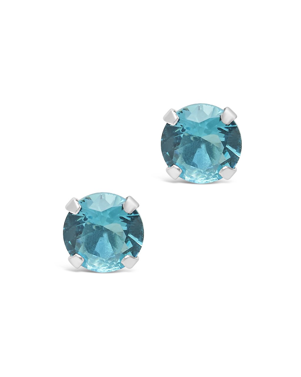 Sterling Silver 7mm Rainbow CZ Studs Earring Sterling Forever Blue Topaz 