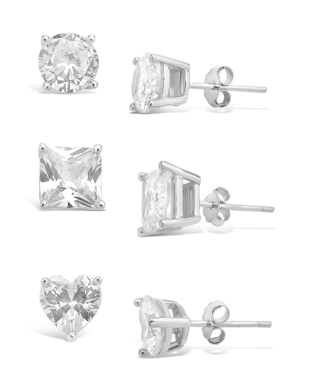 Sterling Silver Statement CZ Stud Set of 3 Earring Sterling Forever