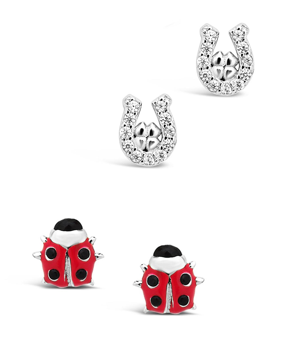 Sterling Silver Lucky Charm Stud Set of 2 Earring Sterling Forever Silver 