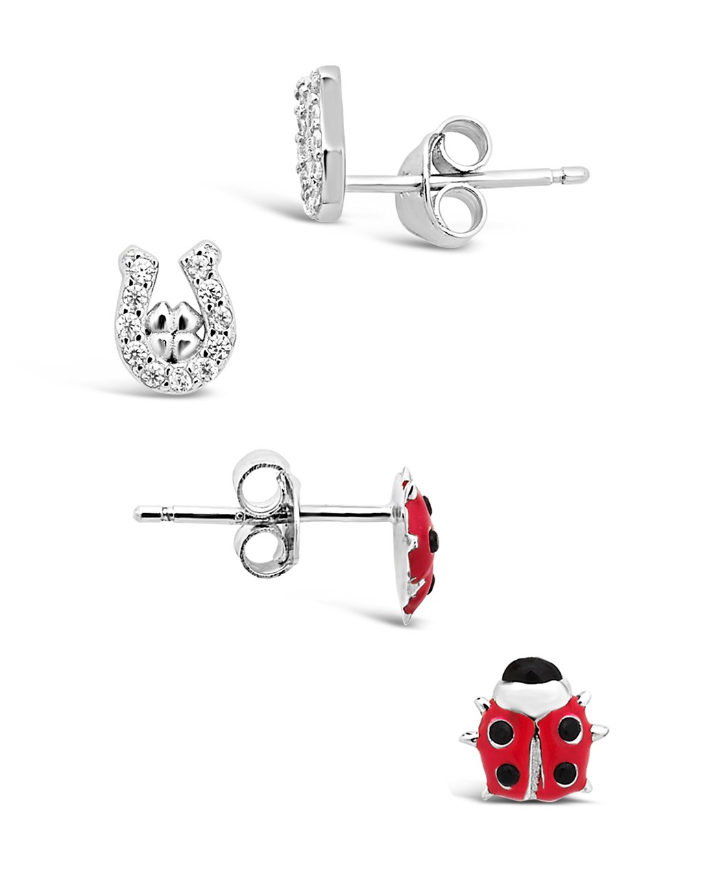 Sterling Silver Lucky Charm Stud Set of 2 Earring Sterling Forever