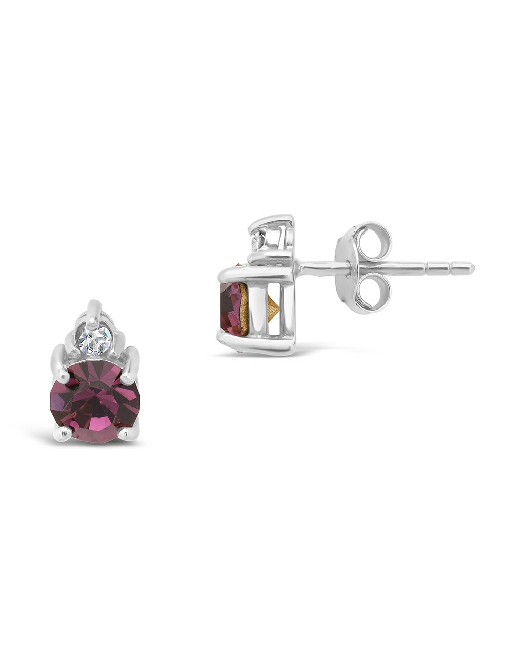 Sterling Silver Birthstone Studs Earring Sterling Forever Silver February / Amethyst