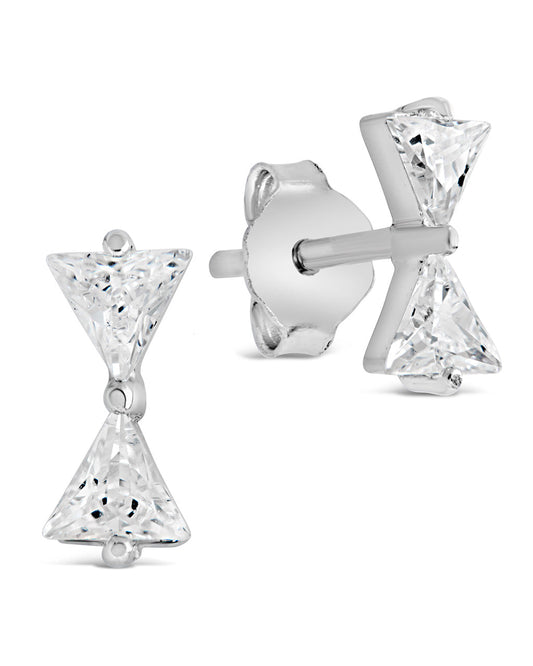 Sterling Silver CZ Bowtie Studs Earring Sterling Forever Silver