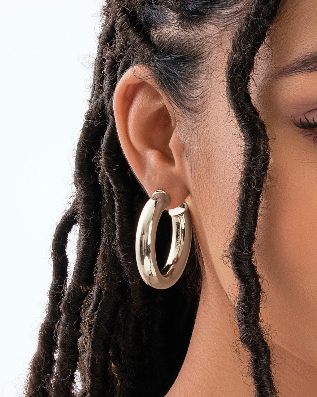 Thick Hollow Hoops Earring Sterling Forever 