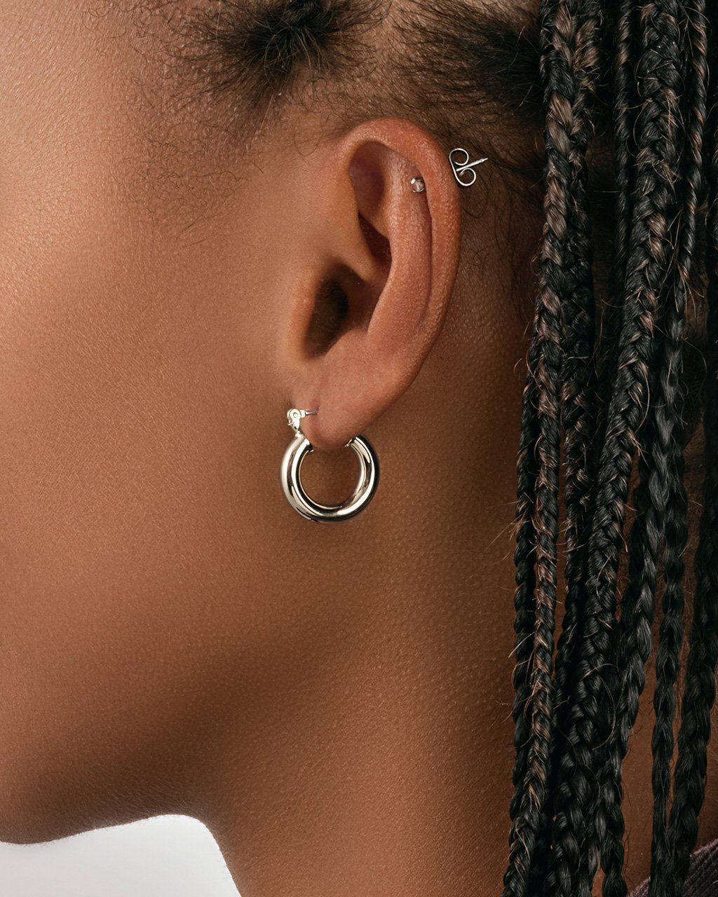 Chunky Tube Hoops Earring Sterling Forever 