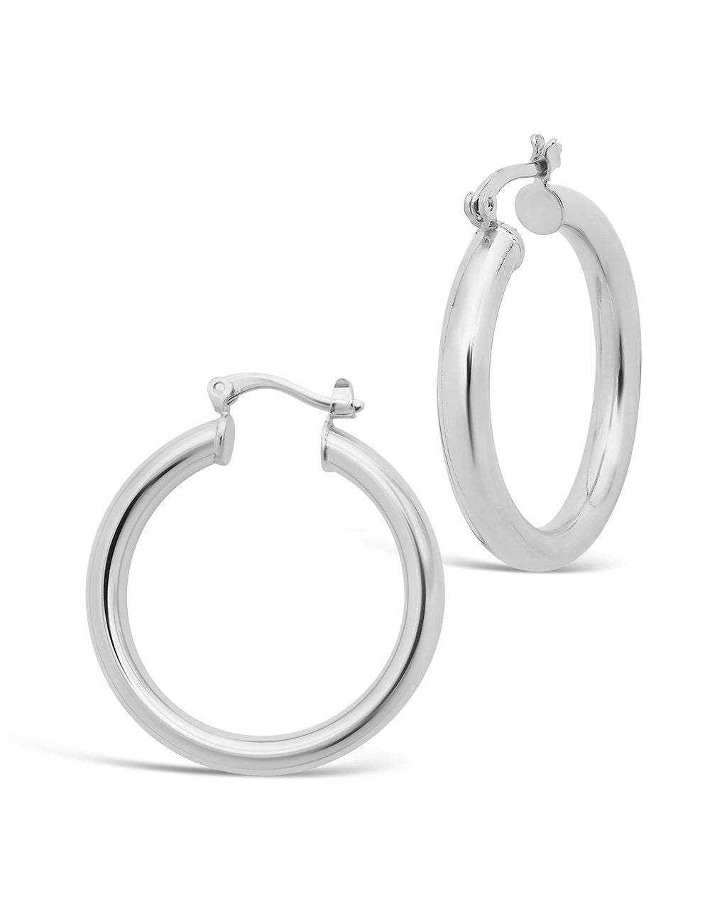 Chunky Tube Hoops Earring Sterling Forever Silver Large (1.25") 