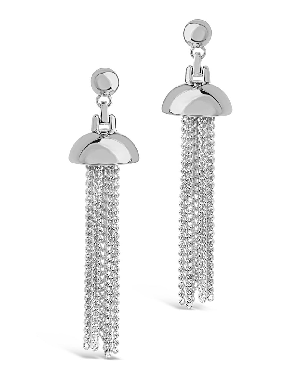 Chain Tassel Dangle Studs Earring Sterling Forever Silver 
