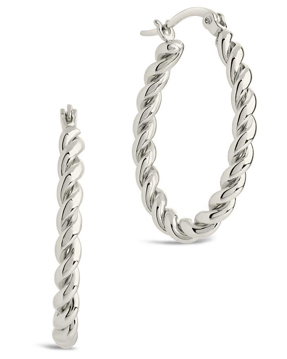 Braided Twist Statement Hoops Earring Sterling Forever Silver