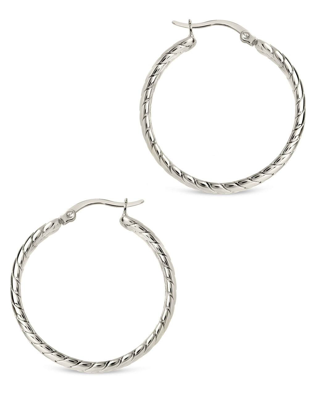 Double Row Herringbone Statement Hoops Earring Sterling Forever