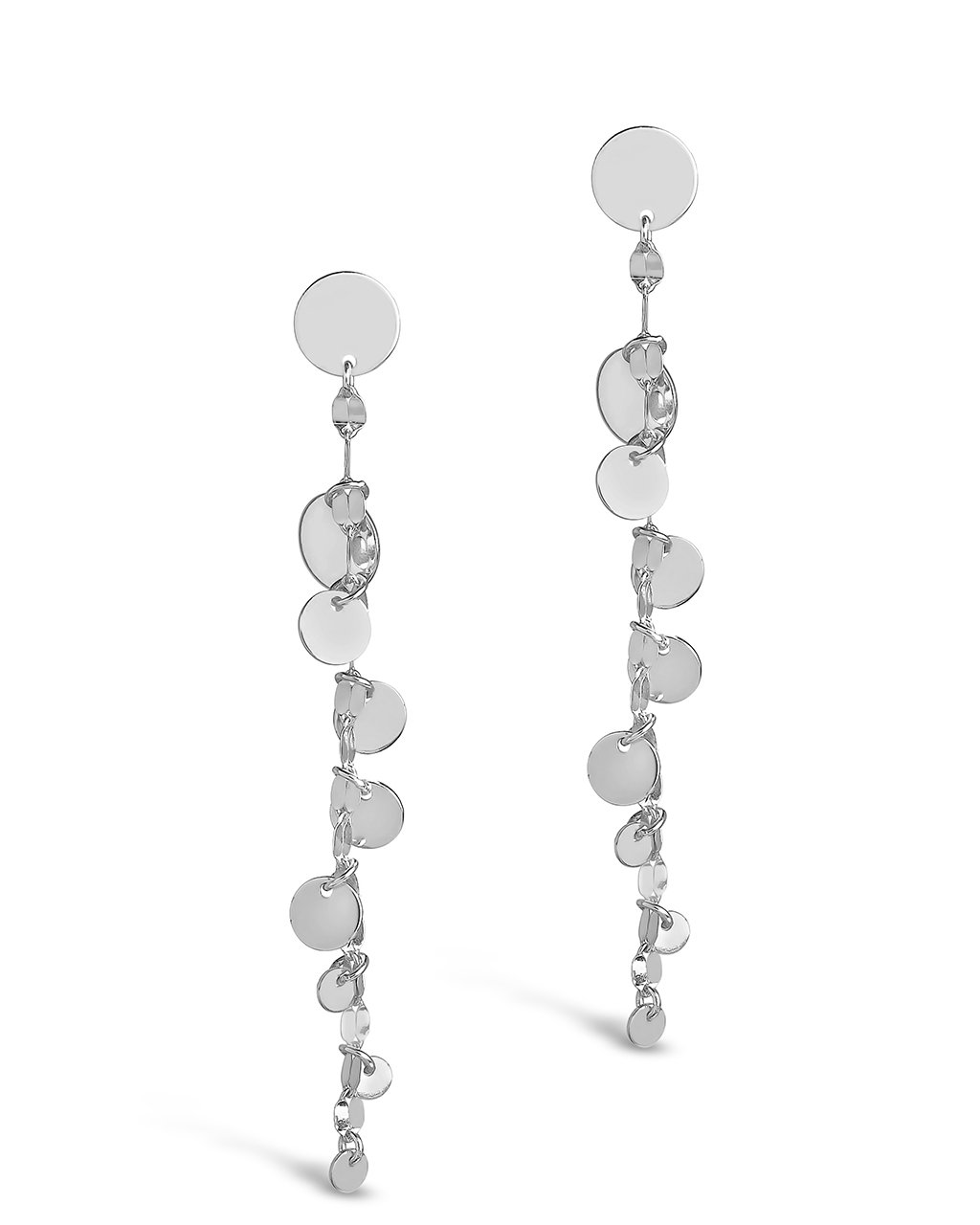 Sterling Silver Graduated Disk Drop Studs Earring Sterling Forever Silver