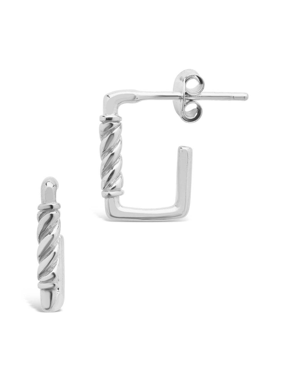 Sterling Silver Polished Rectangular Carabiner Stud Hoops Earring Sterling Forever Silver