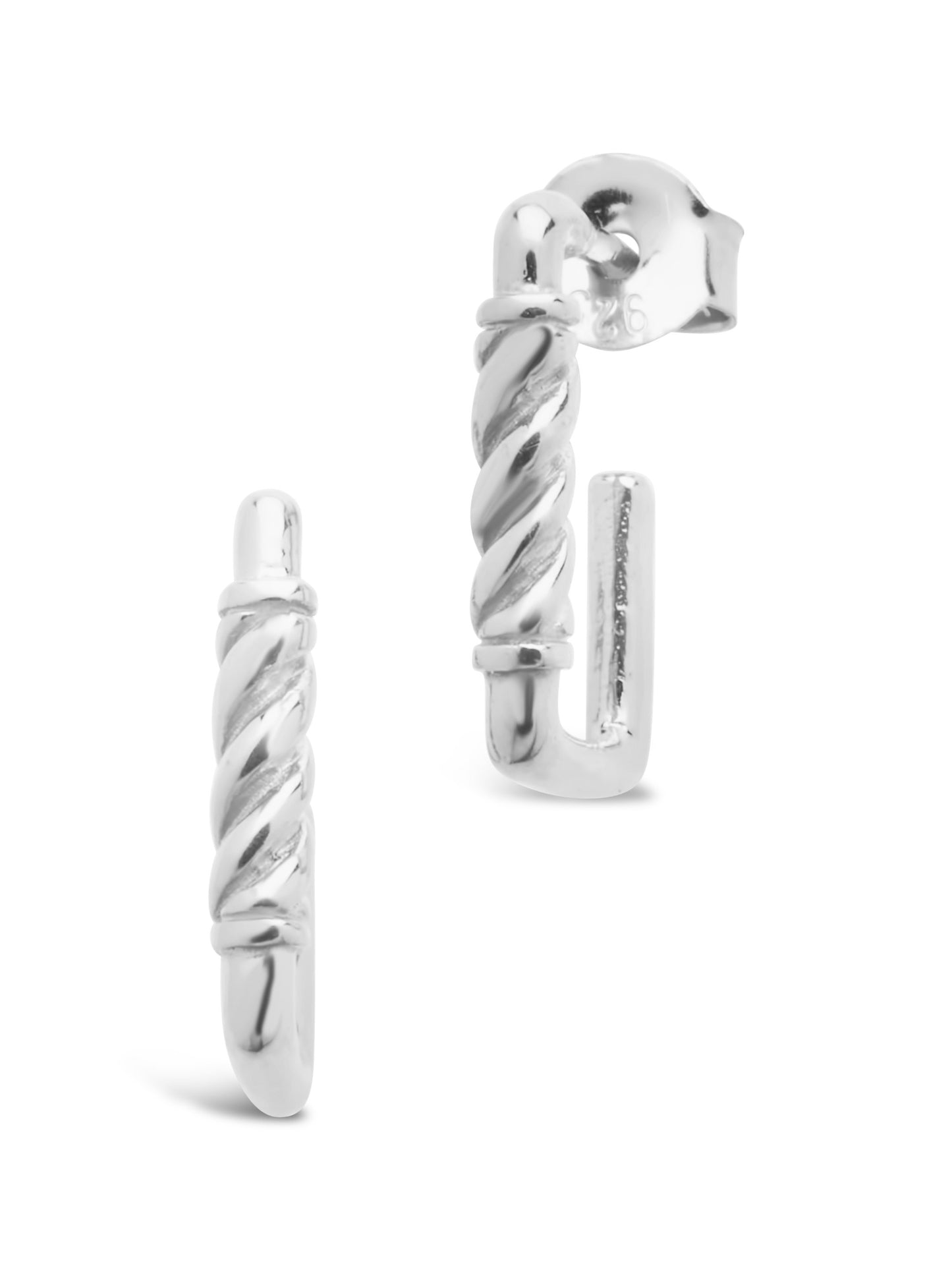 Sterling Silver Polished Rectangular Carabiner Stud Hoops Earring Sterling Forever