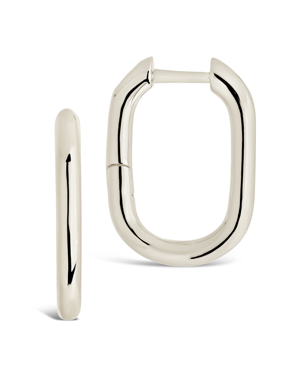 Sterling Silver Rectangle 3/4 Hoop Earrings Sterling Silver Rectangle 3/4 Hoop Earrings