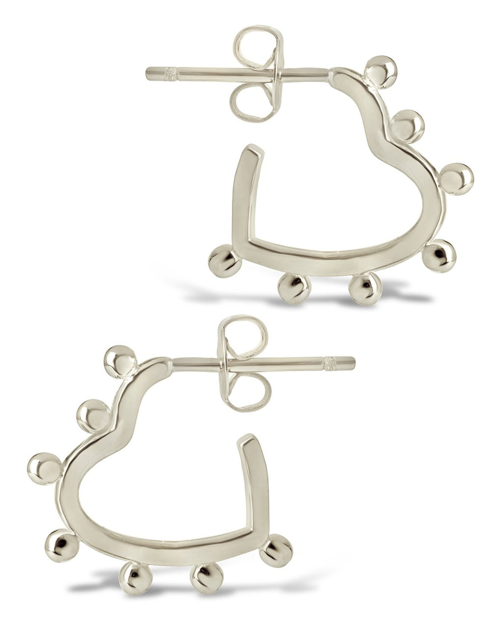Sterling Silver Studded Heart Hoops Earring Sterling Forever Silver