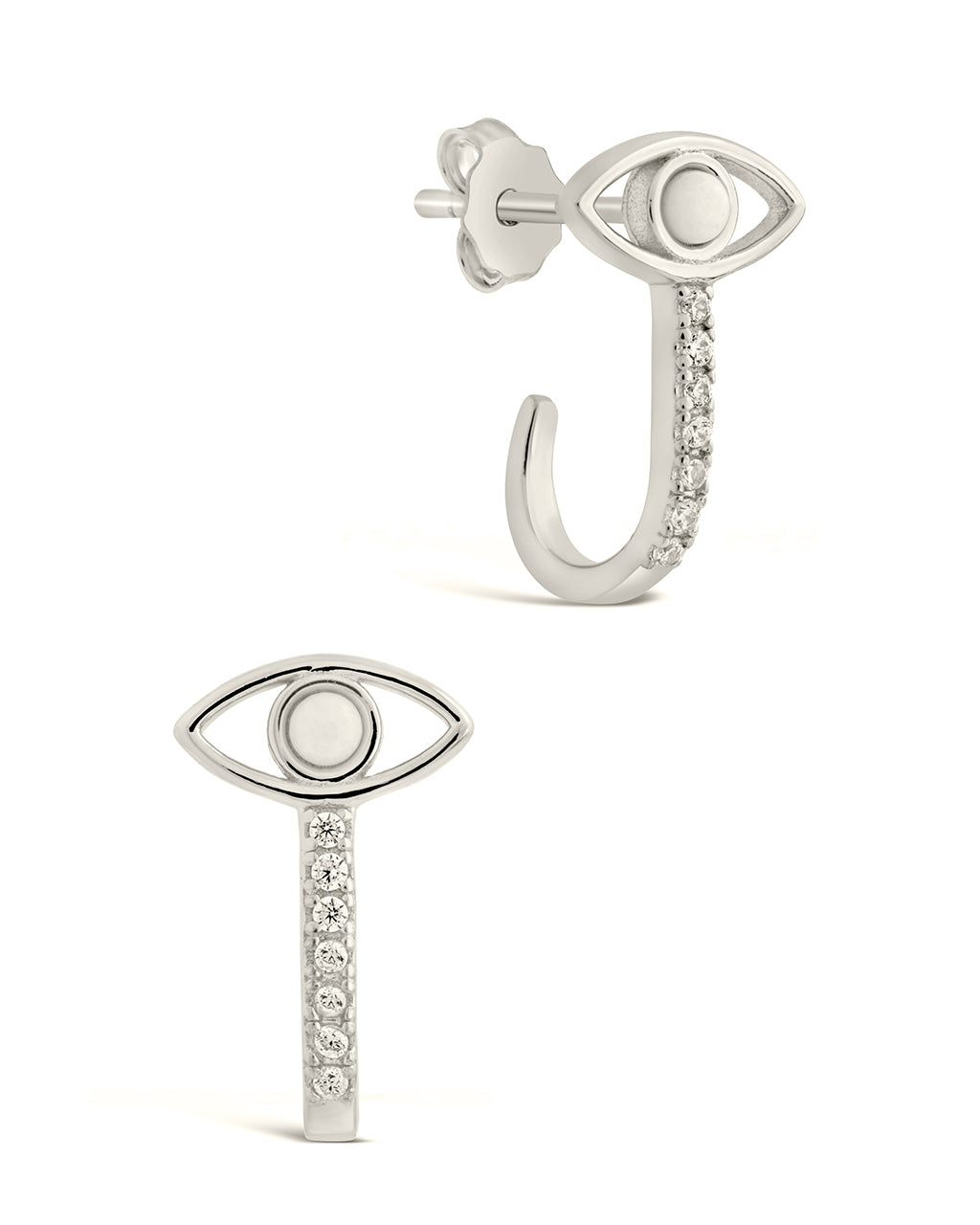 Sterling Silver Opal Evil Eye Suspender Studs Earring Sterling Forever Silver