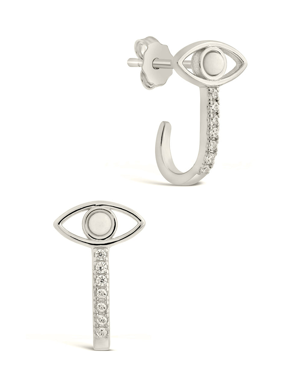 Sterling Silver Opal Evil Eye Suspender Studs Earring Sterling Forever Silver 