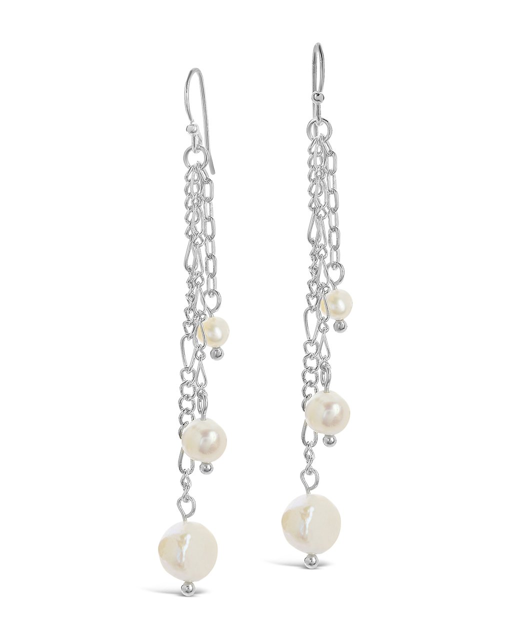 Mixed Chain Link Pearl Dangle Earrings - Sterling Forever