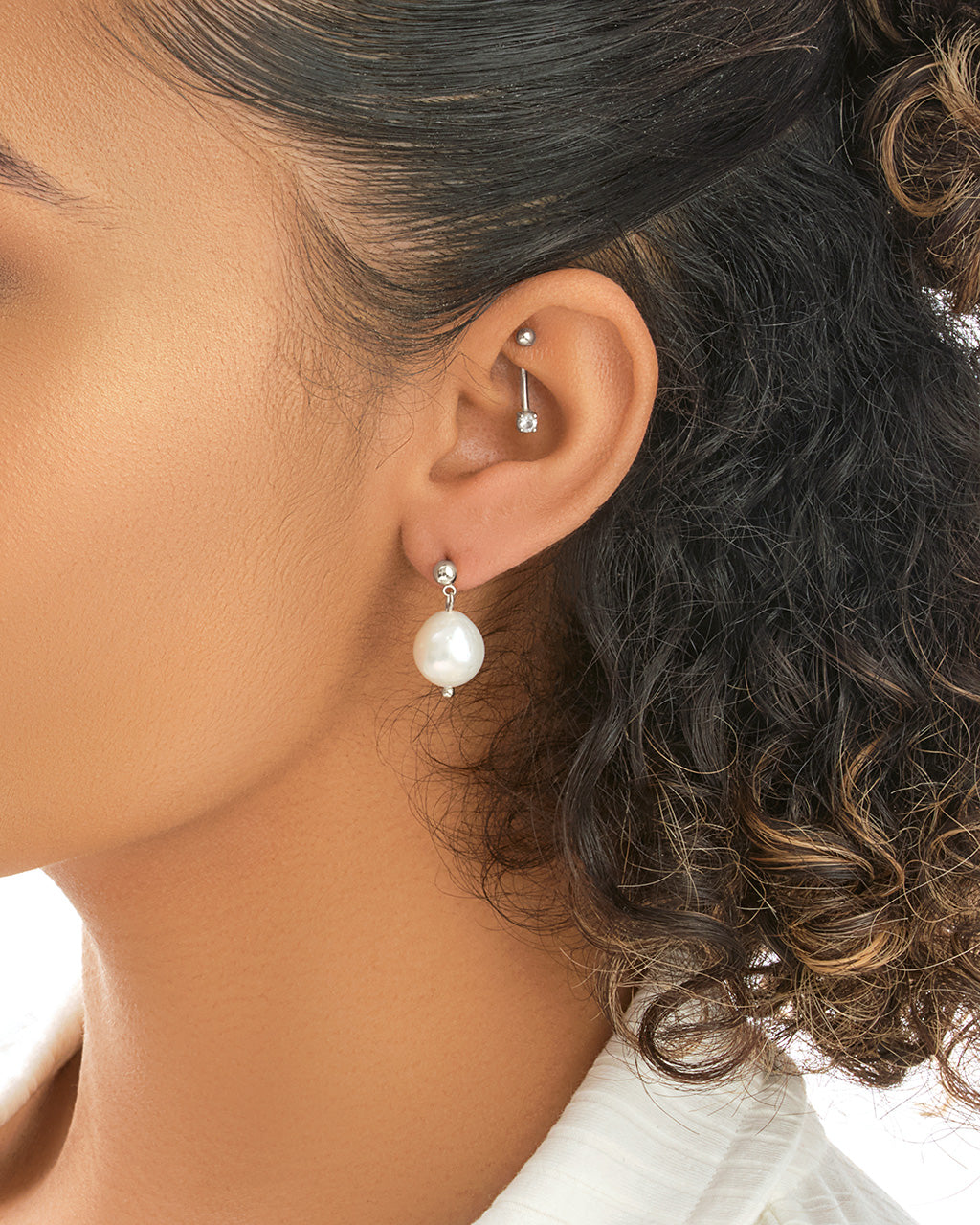 Large Baroque Pearl Drop Studs Earring Sterling Forever