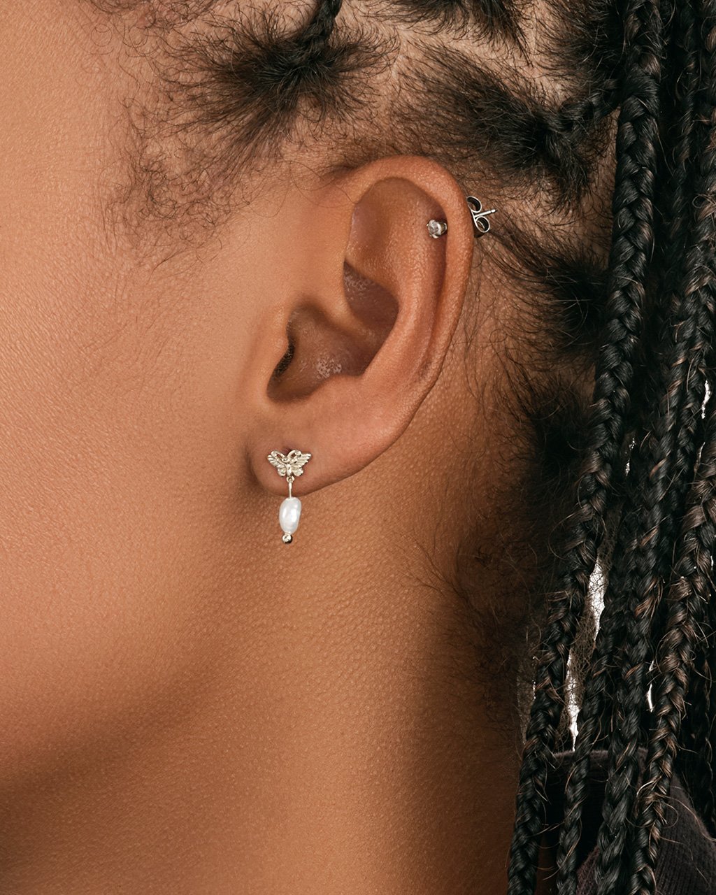 Butterfly & Pearl Stud Earrings Earring Sterling Forever 