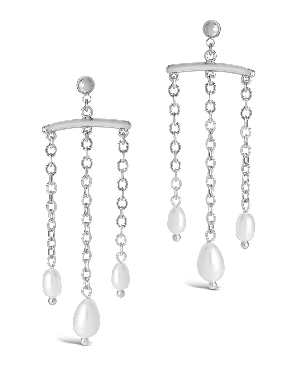 Chains & Pearls Chandelier Drop Earrings Earring Sterling Forever Silver 