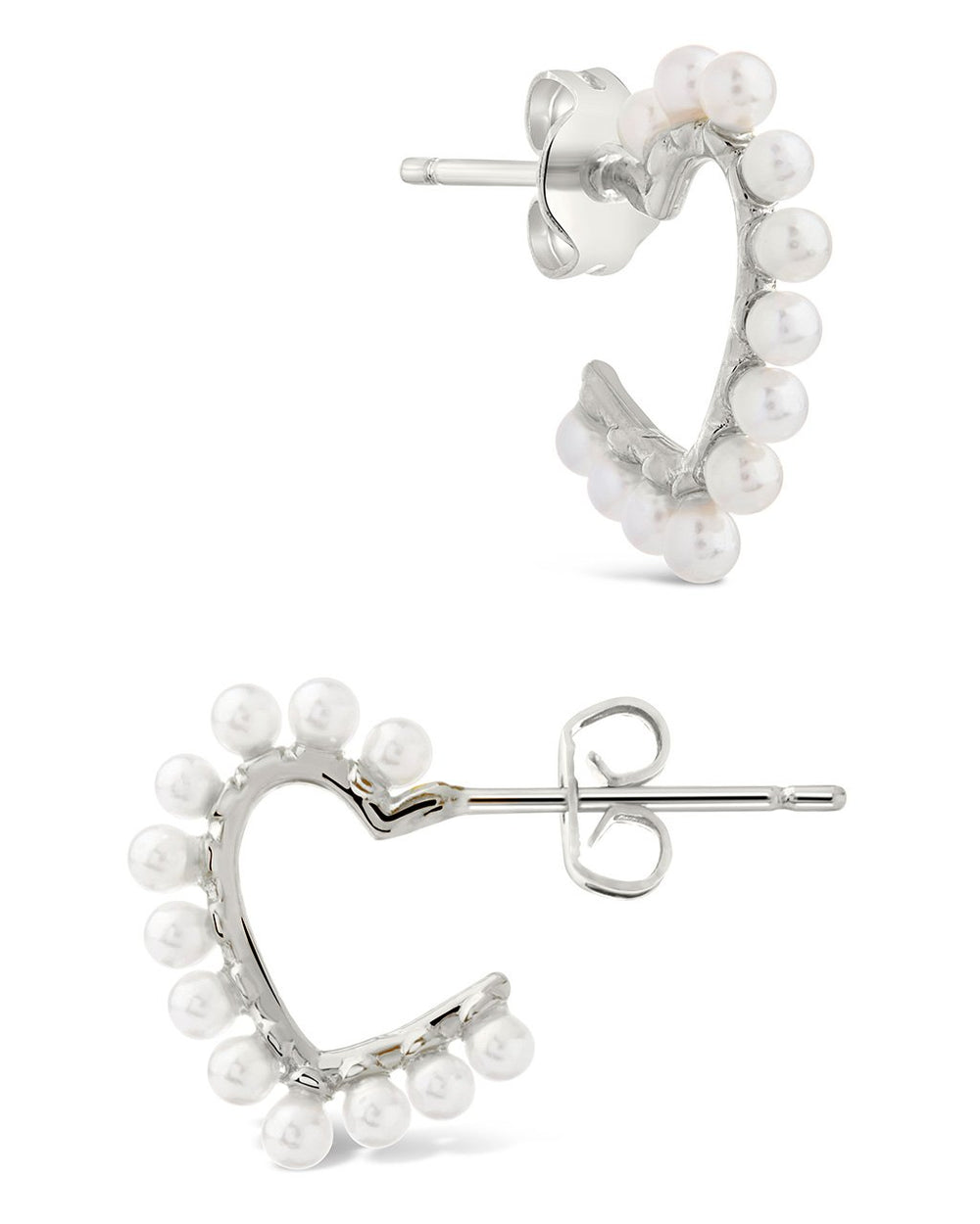Pearl Heart Hoops Earring Sterling Forever