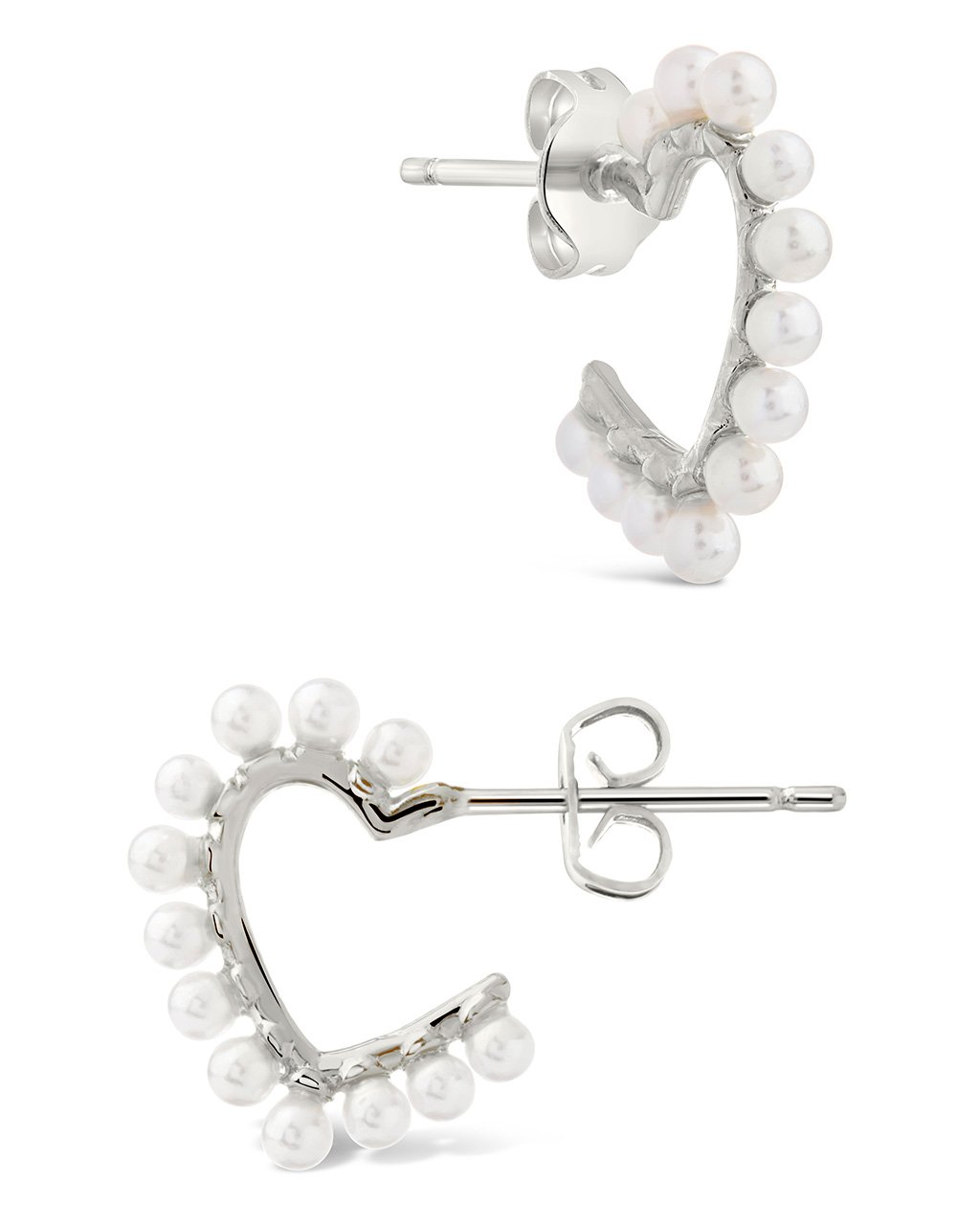Pearl Heart Hoops Earring Sterling Forever