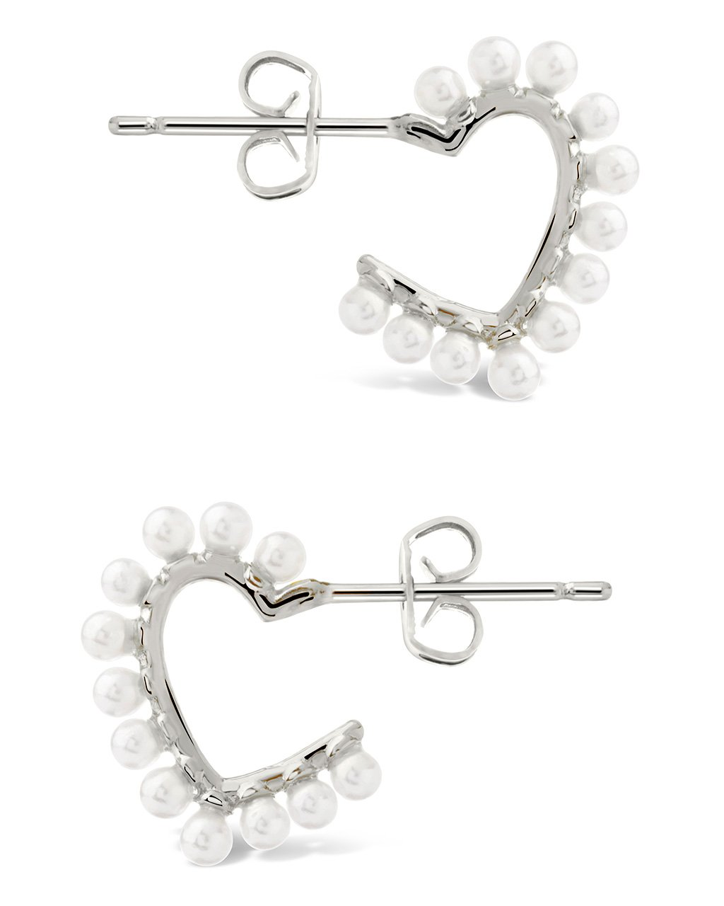 Pearl Heart Hoops Earring Sterling Forever Silver