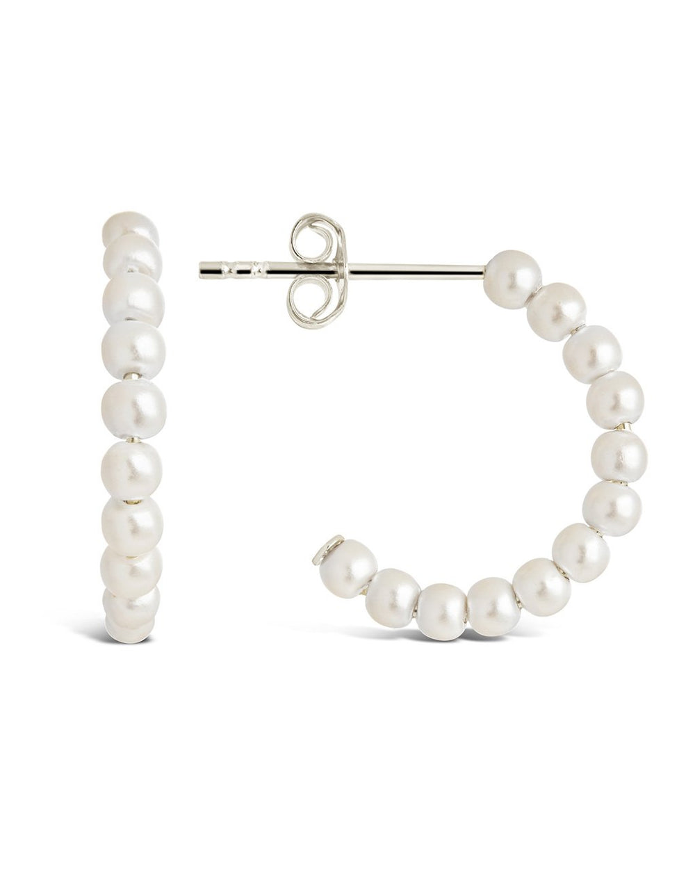 Sterling Silver 0.75" Pearl Hoops Earring Sterling Forever