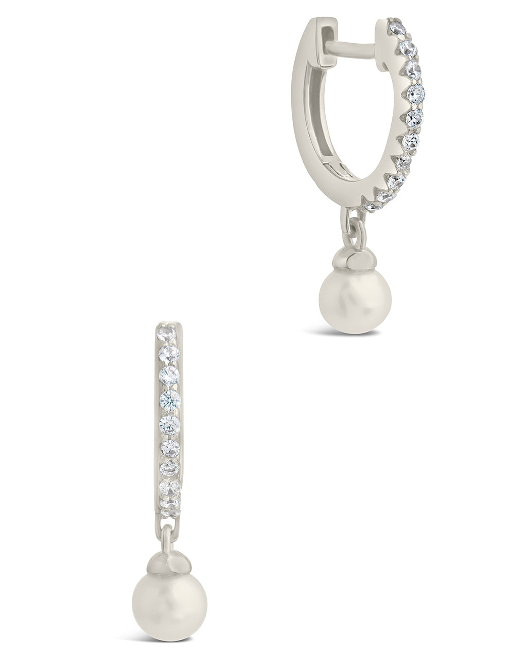 Sterling Silver Maggie Pearl Hoops Earring Sterling Forever Silver