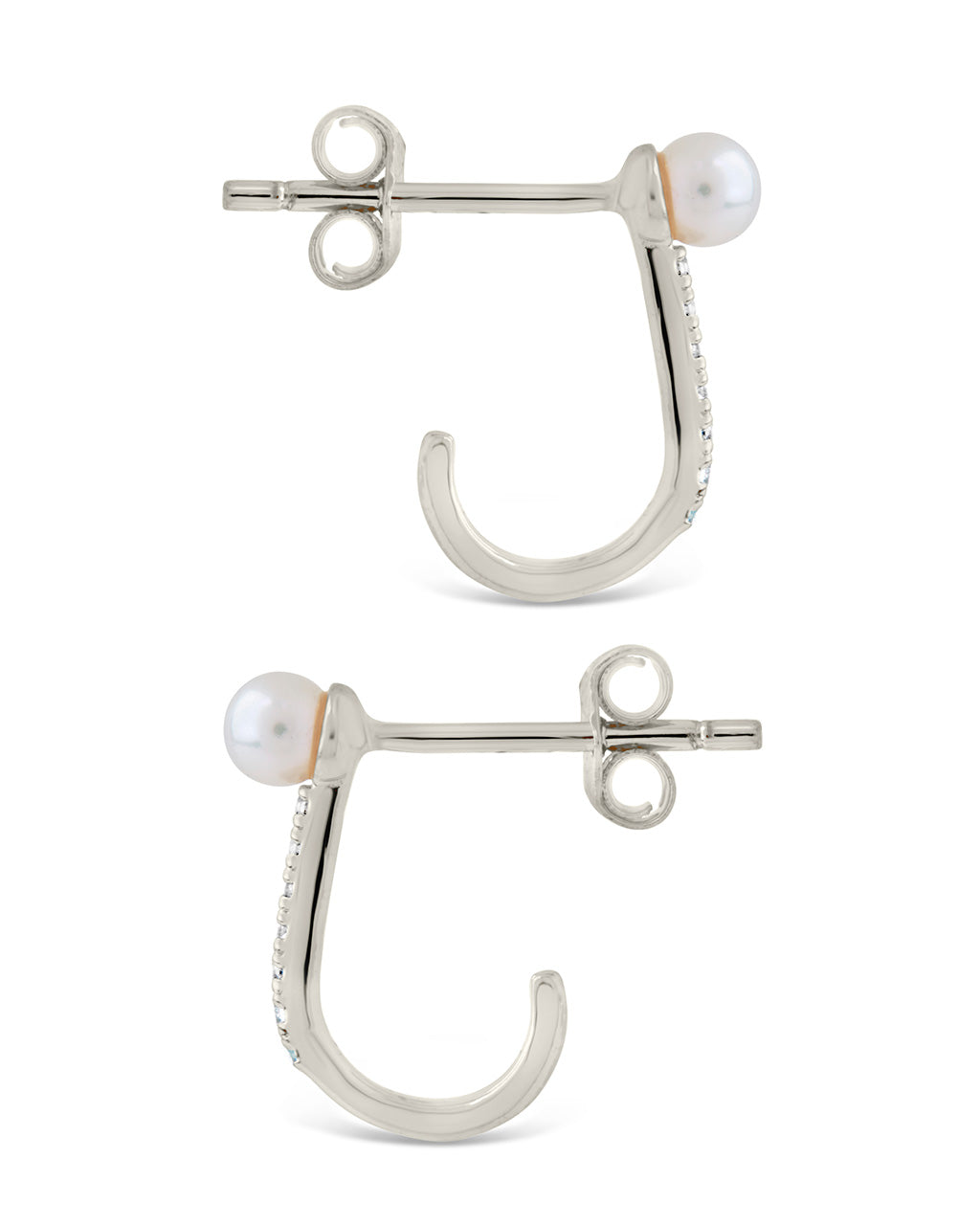 Sterling Silver Pearl & CZ Suspender Studs Earring Sterling Forever