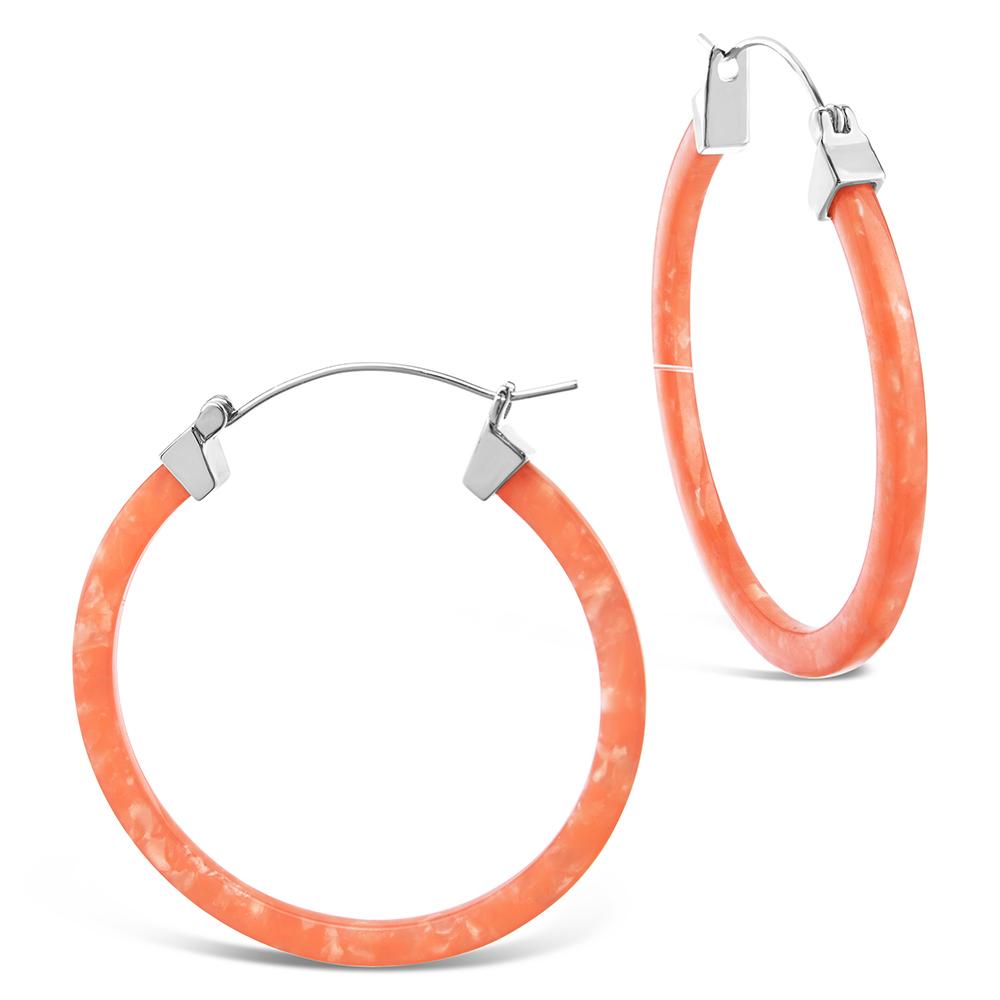 50mm Silver Resin Hoop Earrings - Sterling Forever