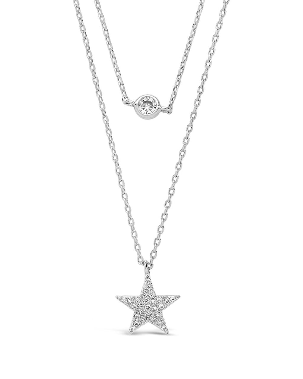 Sterling Silver Star Pendant CZ Layered Necklace - Sterling Forever