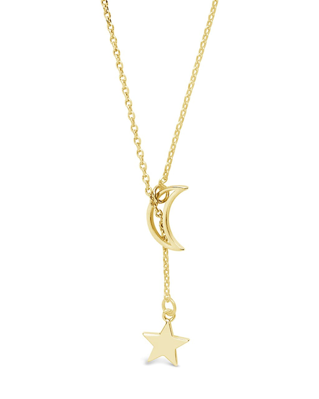 Sterling Silver Moon & Star Lariat Necklace - Sterling Forever