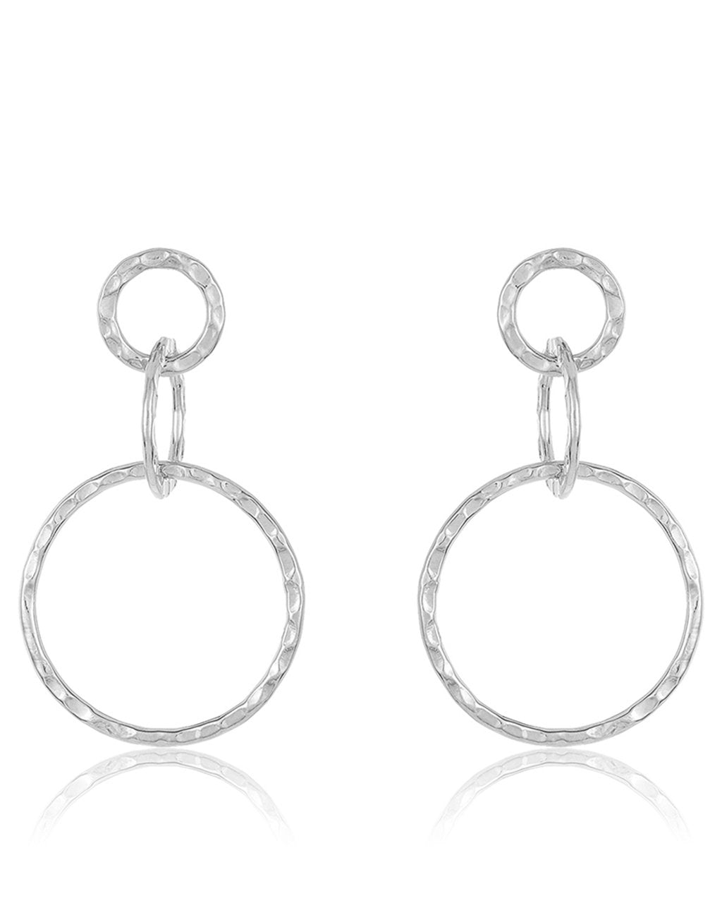 Sterling Silver Hammered Triple Drop Earrings - Sterling Forever