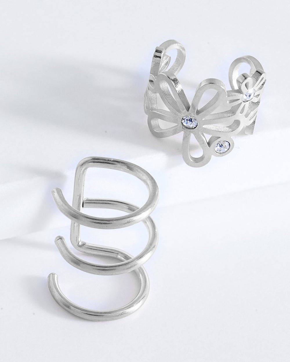 Flower Ear Cuff Set of 2 - Sterling Forever