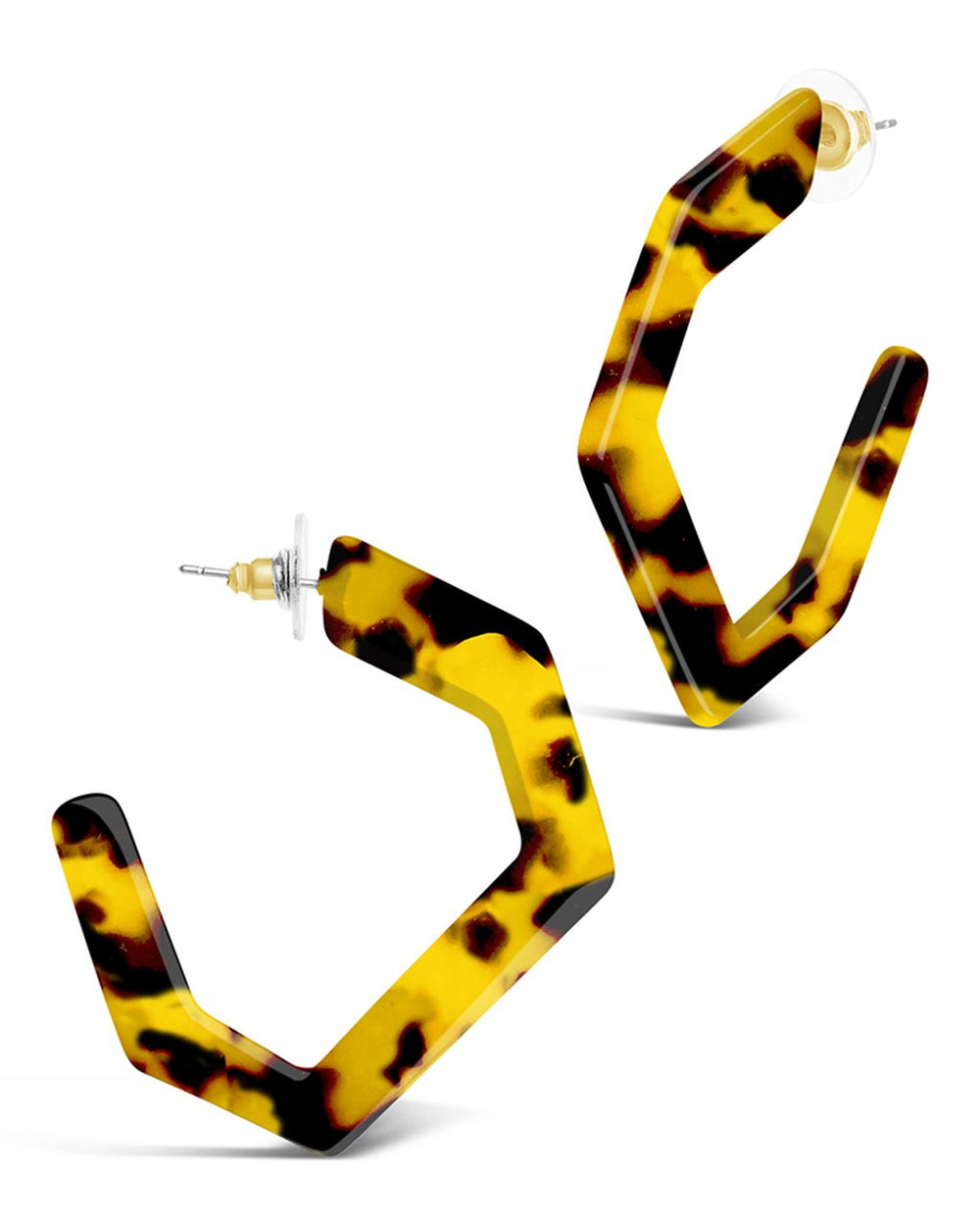 Resin Hex Hoops - Sterling Forever