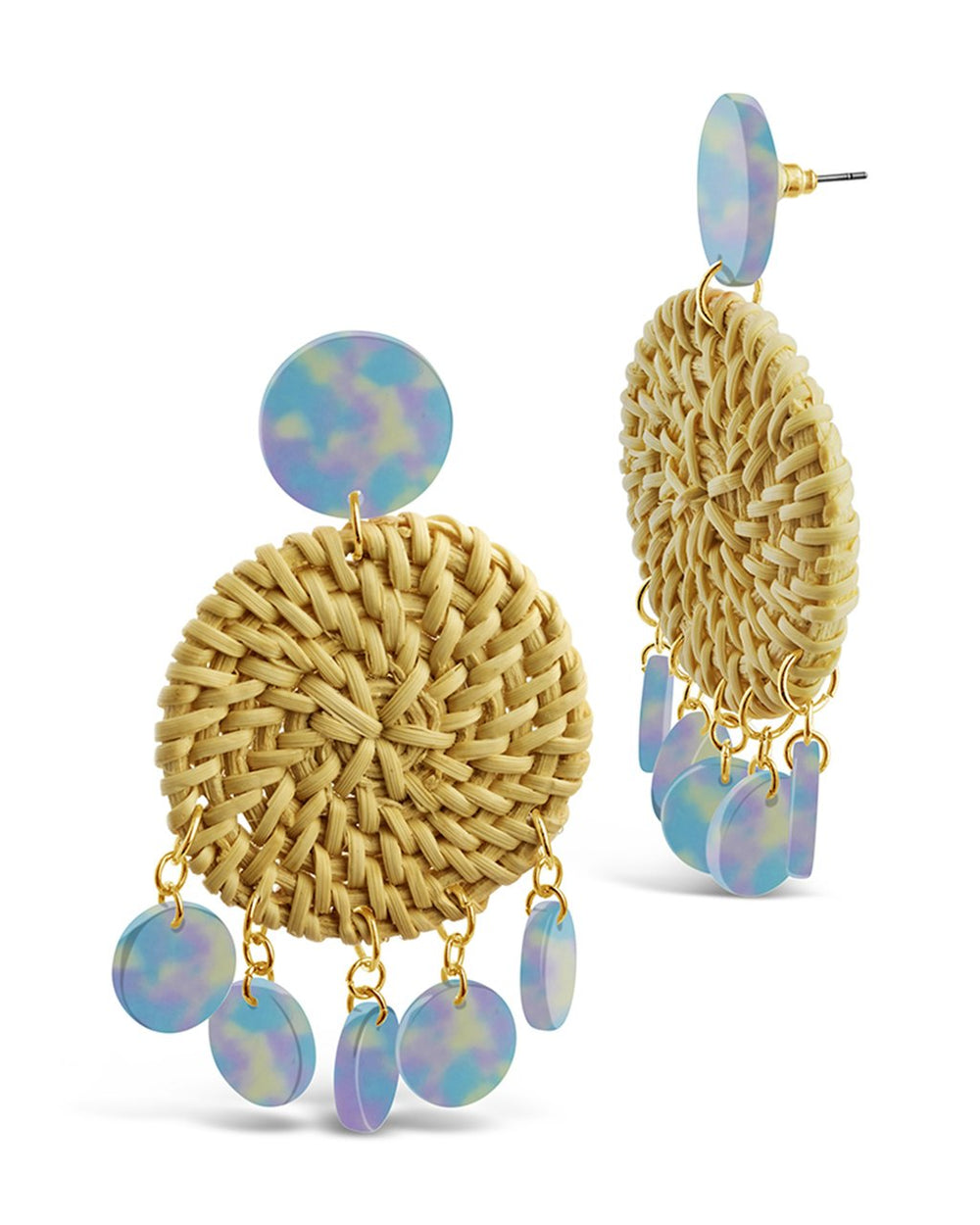 Woven Stud Drop with Resin - Sterling Forever