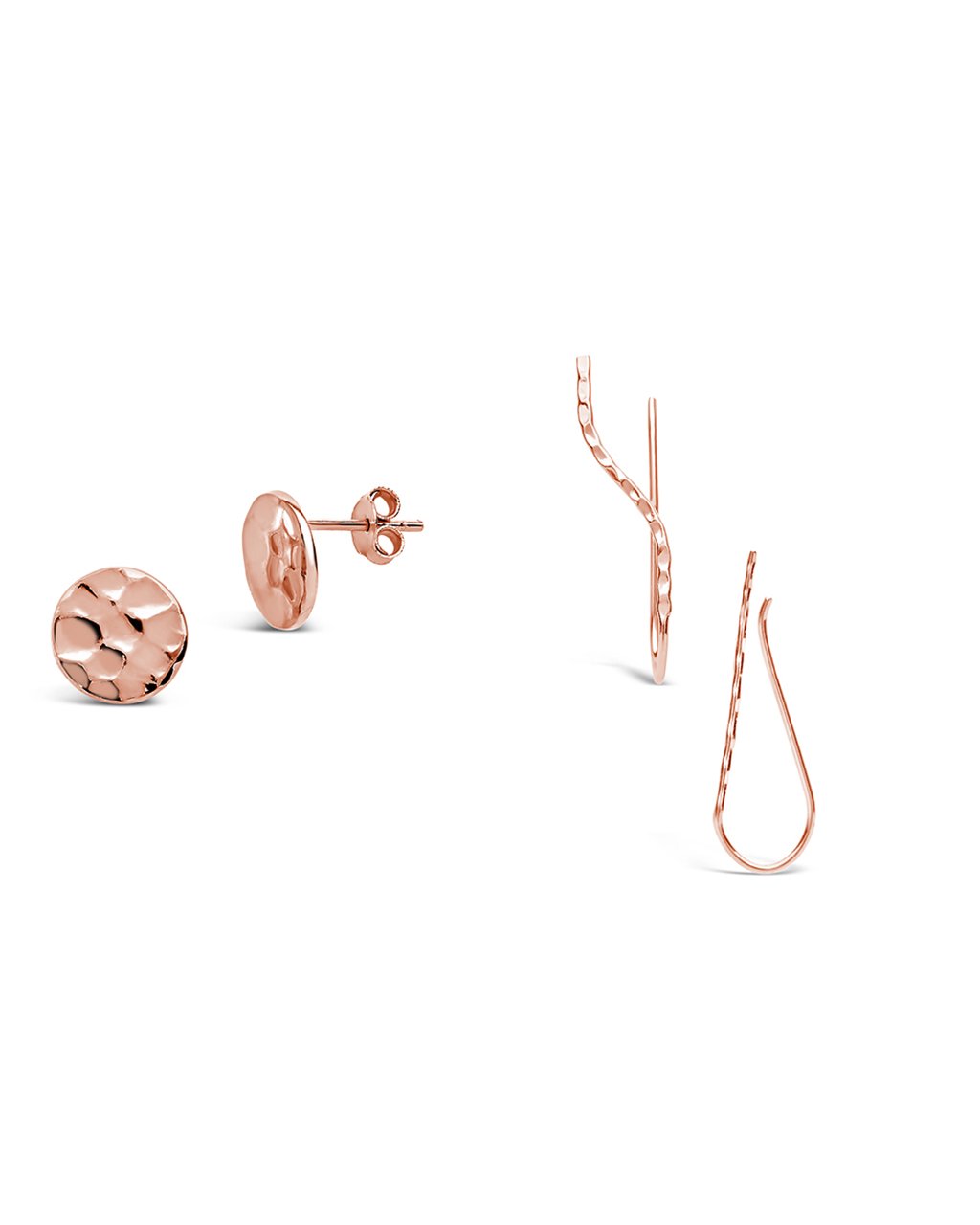 Sterling Silver Hammered Stud & Crawler Set - Sterling Forever