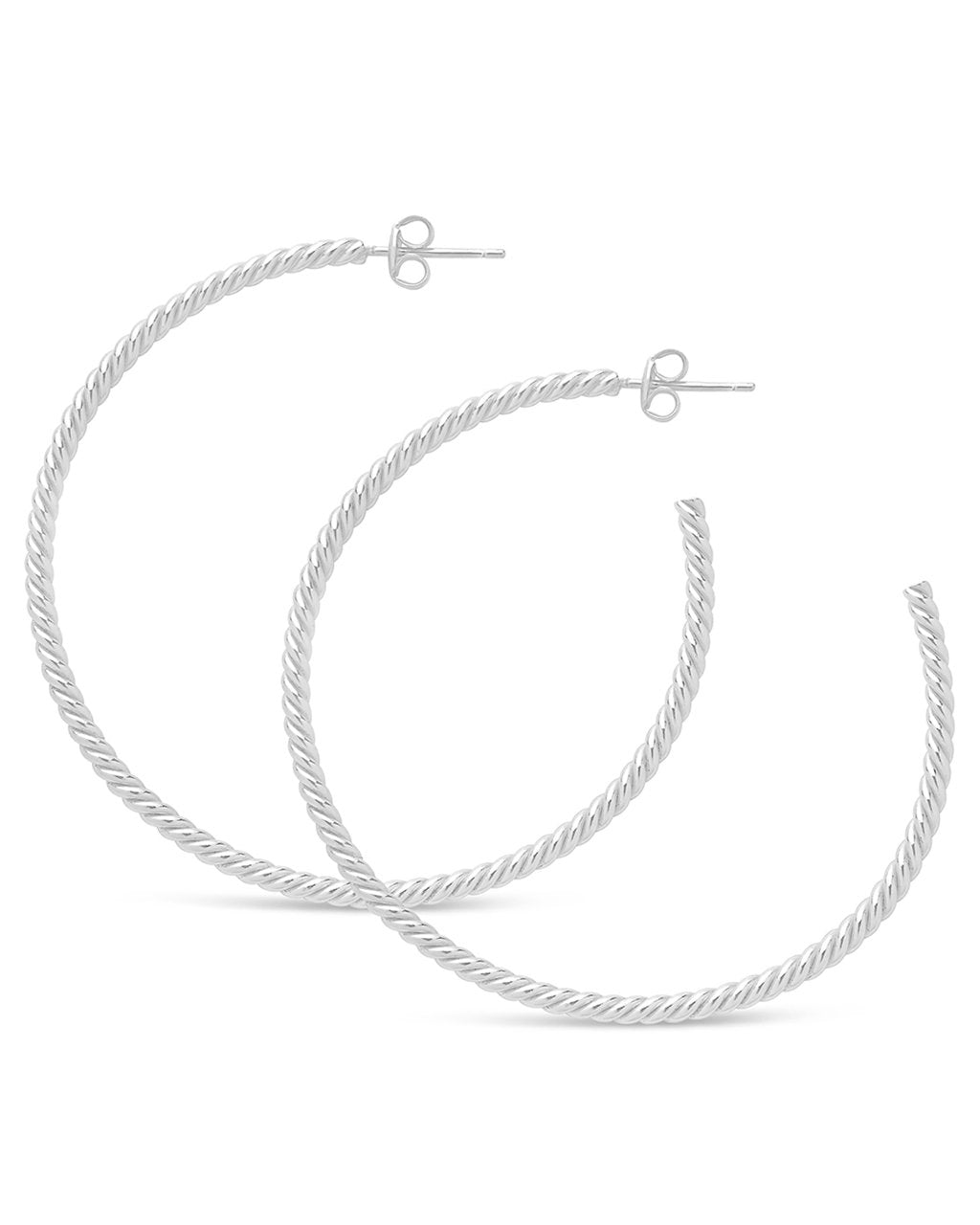Rope Twist Hoops - Sterling Forever