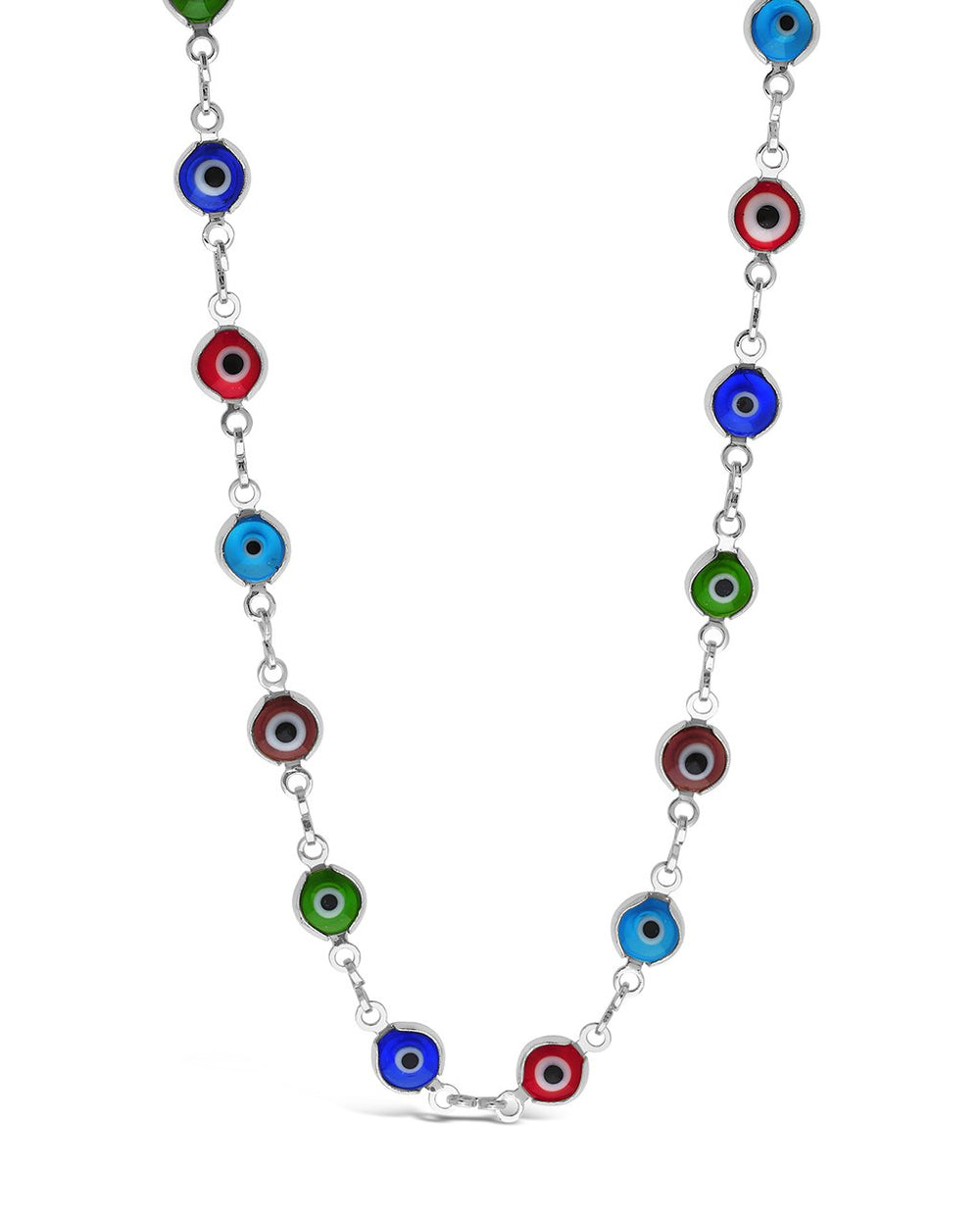 Rainbow Enamel Evil Eye Face Mask Chain Face Mask Chain Sterling Forever Silver 