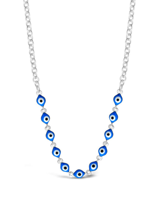 Blue Enamel Evil Eye Face Mask Chain Face Mask Chain Sterling Forever Silver