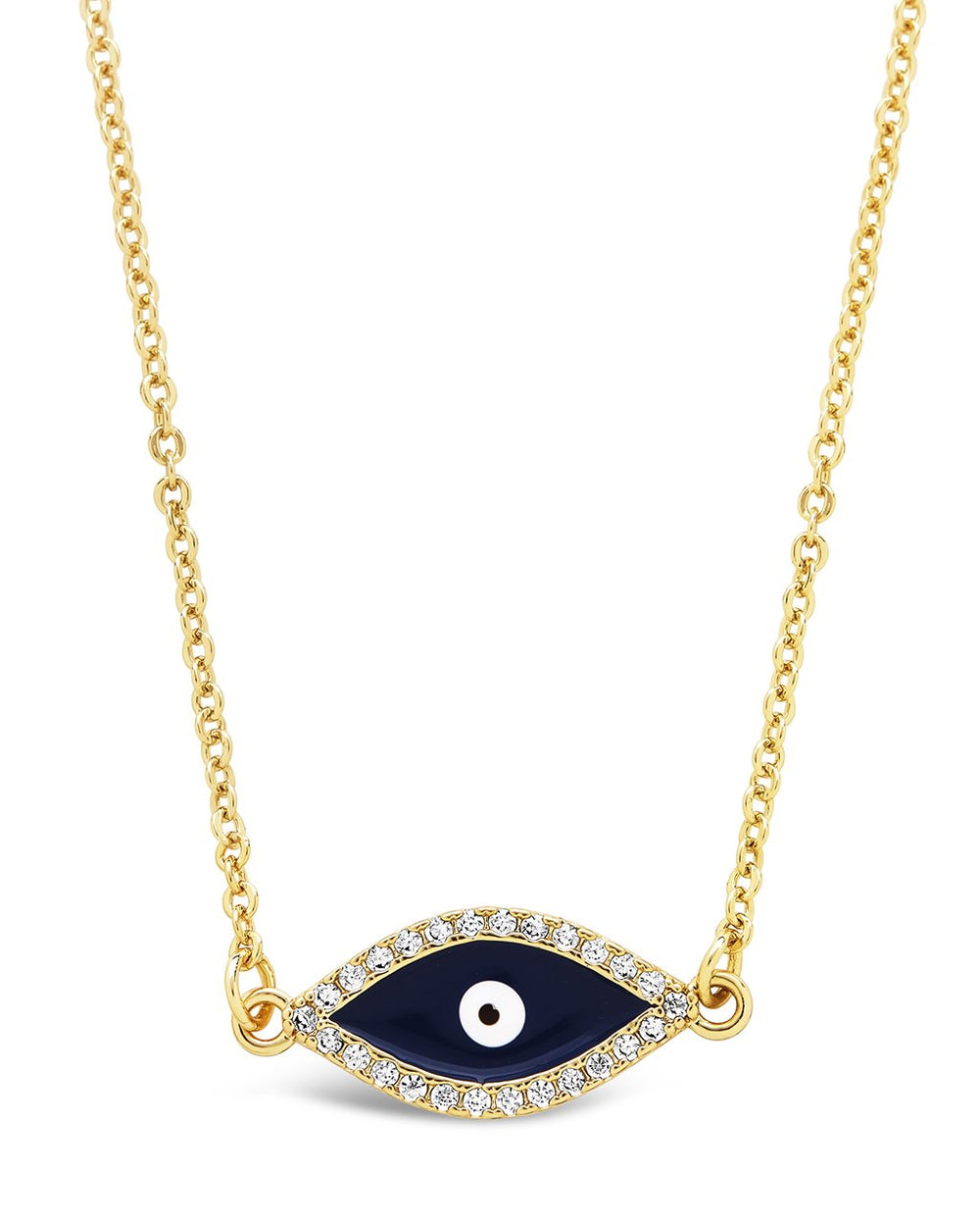 CZ & Enamel Evil Pendant Necklace Necklace Sterling Forever Blue