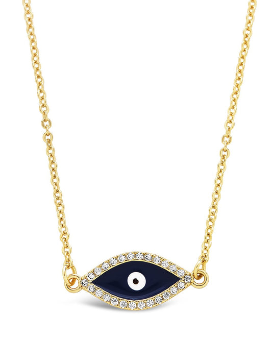 CZ & Enamel Evil Pendant Necklace Necklace Sterling Forever Blue