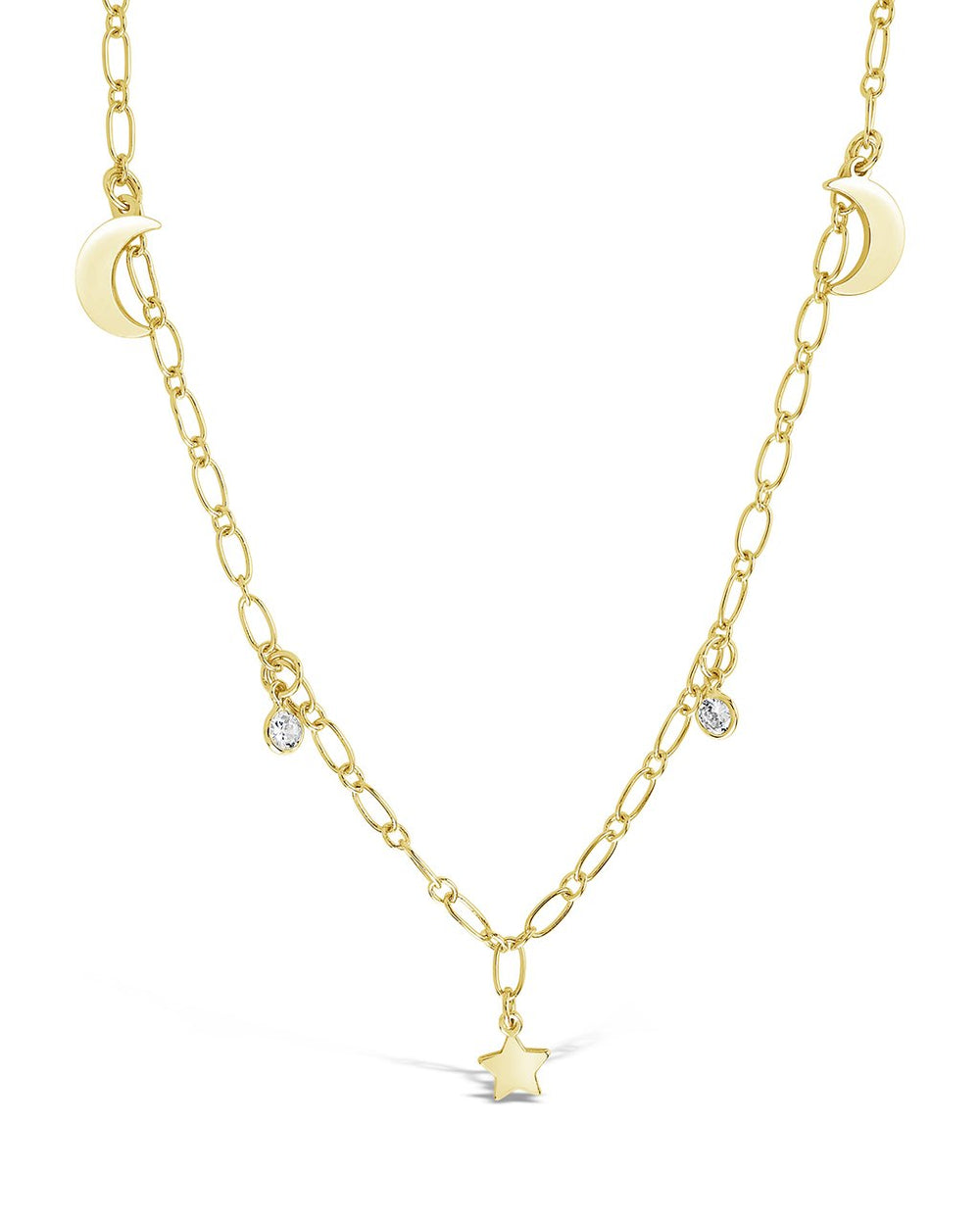 Sparkling CZ, Star, & Moon Chain Necklace - Sterling Forever